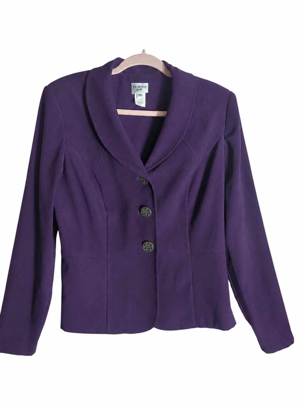 Vintage 90s Jewel Tone Purple Dorby Single Breast Blazer Sz 10 Regency Academia